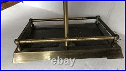 Vintage Perfect Brass & Cast Iron 5 Piece Fire Place Tool Set weight 12lbs