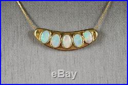 Vintage Quintet of Opals Set in Pure 14K Gold Solid Gold Italian Chain 18