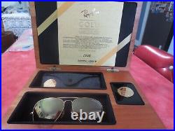 Vintage Rare Ray-Ban Avaitor Sunglasses 14K Solid Gold Numbered Complete Set EC