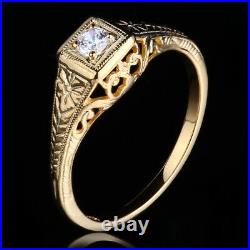 Vintage Solid 10K Yellow Gold Pave Cubic Zirconia Art Deco Ring Perfect Setting