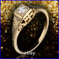 Vintage Solid 10K Yellow Gold Pave Cubic Zirconia Art Deco Ring Perfect Setting