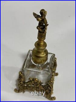 Vintage Vanity Set 24Kt Gold Plated By Globe 4 Pieces Perfume Bottle Tray Ormolu