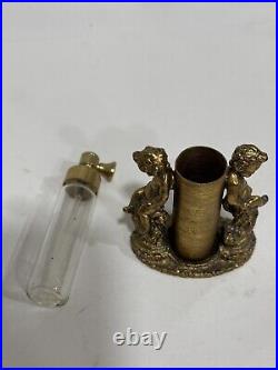 Vintage Vanity Set 24Kt Gold Plated By Globe 4 Pieces Perfume Bottle Tray Ormolu