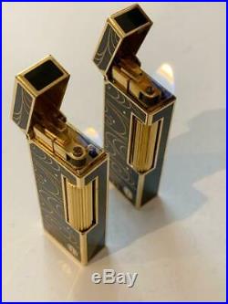 Vintage dunhill gas lighter Lacquer finish Makie Pure gold 2 set