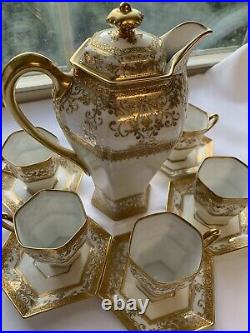 Vintage gold embellished nippon tea set, perfect condition, white