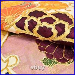 VintageKimono Furisode Long Sleeve undergarment set pure silk gold embroidery