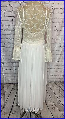 Vtg Gold Crown Victoria's Secret Bridal Peignoir Set Nylon Lace XS USA Made NOS