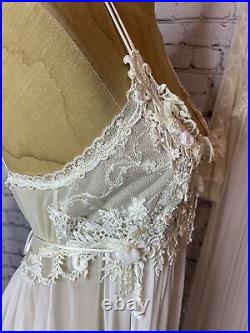 Vtg Gold Crown Victoria's Secret Bridal Peignoir Set Nylon Lace XS USA Made NOS