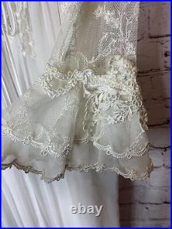 Vtg Gold Crown Victoria's Secret Bridal Peignoir Set Nylon Lace XS USA Made NOS