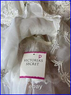 Vtg Gold Crown Victoria's Secret Bridal Peignoir Set Nylon Lace XS USA Made NOS