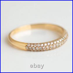 Vvid White Micro Pave Set Cubic Zirconia In Pure 10K Yellow Gold Beautiful Band