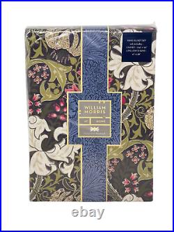 WILLIAM MORRIS England KING Cotton Percale Duvet Cover Set Golden Lily Forest