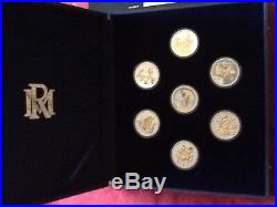 Walt Disney's Fantasia 7 Coin Set. 999 Pure Silver 22kt Gold Plated Nib
