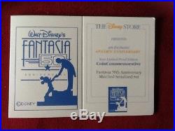 Walt Disney's Fantasia 7 Coin Set. 999 Pure Silver 22kt Gold Plated Nib