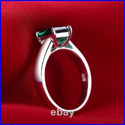 Wedding Perfect Ring Prong Setting 18K White Gold Treated Emerald Princess 6x6mm