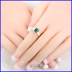 Wedding Perfect Ring Prong Setting 18K White Gold Treated Emerald Princess 6x6mm