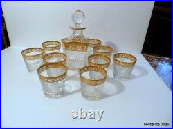 Whiskey set old fashion crystal Saint Louis Thistle gold model stamped perfect