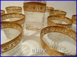 Whiskey set old fashion crystal Saint Louis Thistle gold model stamped perfect