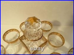 Whiskey set old fashion crystal Saint Louis Thistle gold model stamped perfect