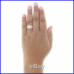 White Diamond 10k Real Rose Pure Gold Engagement Ring Wedding Bridal Ring Set