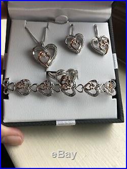White Gold 14kt Diamond Jewelry Set Perfect Mothers Day Gift