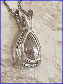 White Gold Diamond Jewelry SET Tear Drop Diamond Pendant Earrings Solid 18k Gold