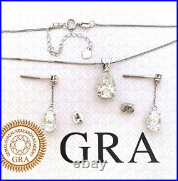 White Gold Diamond Jewelry SET Tear Drop Diamond Pendant Earrings Solid 18k Gold