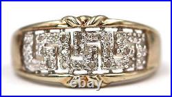 Wide & Heavy, 9ct Gold Ring, Pavé Set With 19 x Diamonds, 4 Grams, Perfect, Boxed