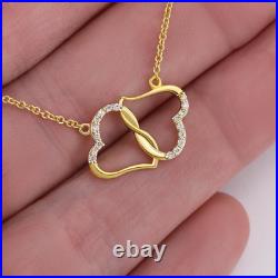 Wife Birthday Perfect Time Eternal Love 10k Solid Gold Heart Necklace w Pavé Set
