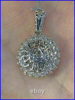 Women's Amazing Cluster Set Wedding Pendant In White Gold Plated 935 Pure Silver