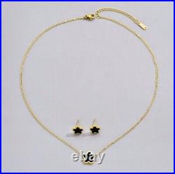 Women's Necklace Earrings Set Flower Retro Gold Pendant 14k Yellow Gold Plated