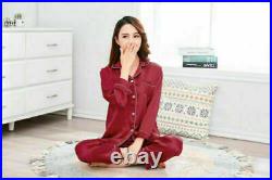 Womens 22 Momme 100% Pure Mulberry Silk Pajamas Set Shirts & Pants PJS
