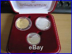 YITZHAK RABIN 31 Gr PURE GOLD & 2 SILVER COINS SET +ORIGIN BOX +COA ISRAEL 1996