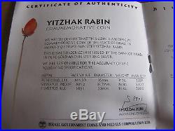 YITZHAK RABIN 31 Gr PURE GOLD & 2 SILVER COINS SET +ORIGIN BOX +COA ISRAEL 1996