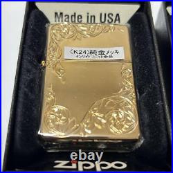 Zippo Zippo Pure Gold Plated 15 Micron Set of 2 New Unused