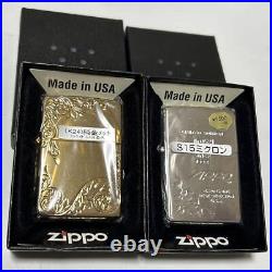 Zippo Zippo Pure Gold Plated 15 Micron Set of 2 New Unused